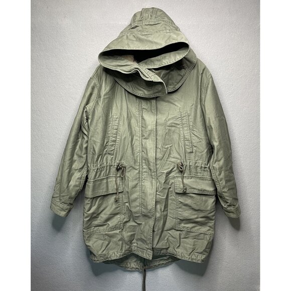 GAP Women's Green Military Sherpa Lined Parka Coat Jacket Small - Picture 1 of 9